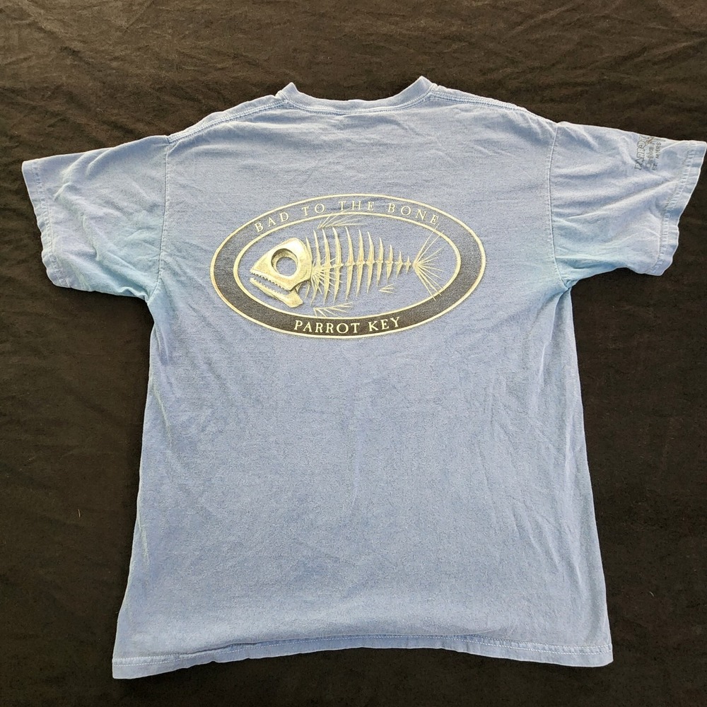 Parrot Key Bad to the Bone Caribbean Grill Blue T-Shirt Men's L